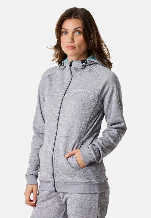 TRAINING LOGO ZIP HOOD W II - Fleecejacke - grey melange seaweed green