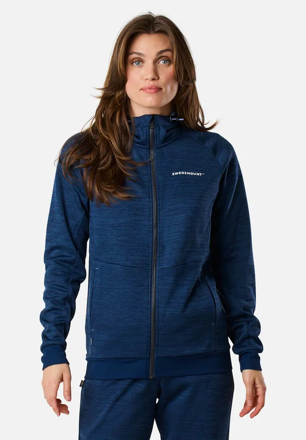 TRAINING LOGO ZIP HOOD W II - Fleecejacke - navy melange lt blue