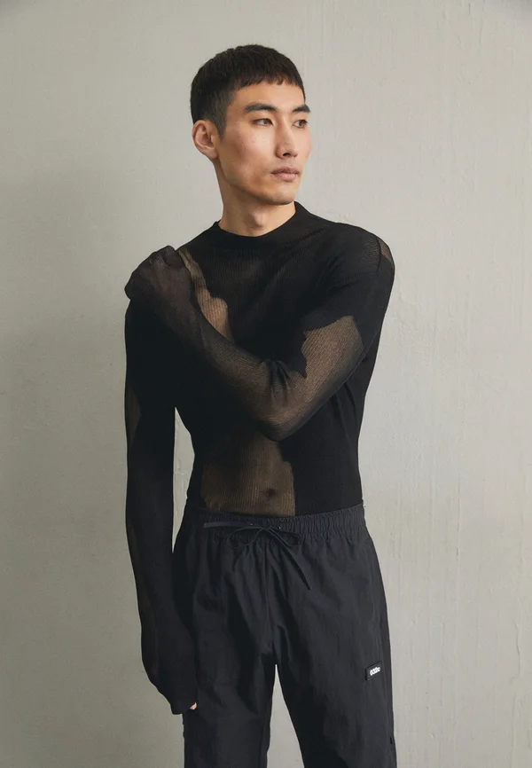 TRANSPARENT TURTLENECK - Strickpullover - black