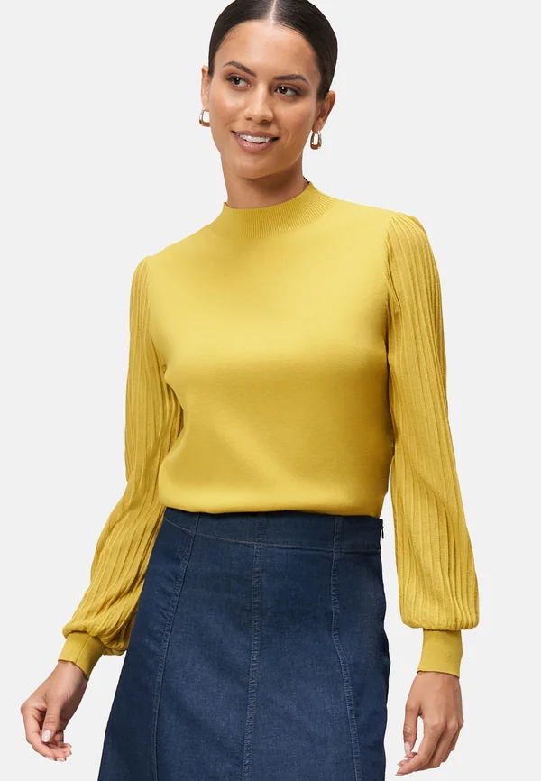 TRANSPARENTE ÄRMEL - Strickpullover - oil yellow