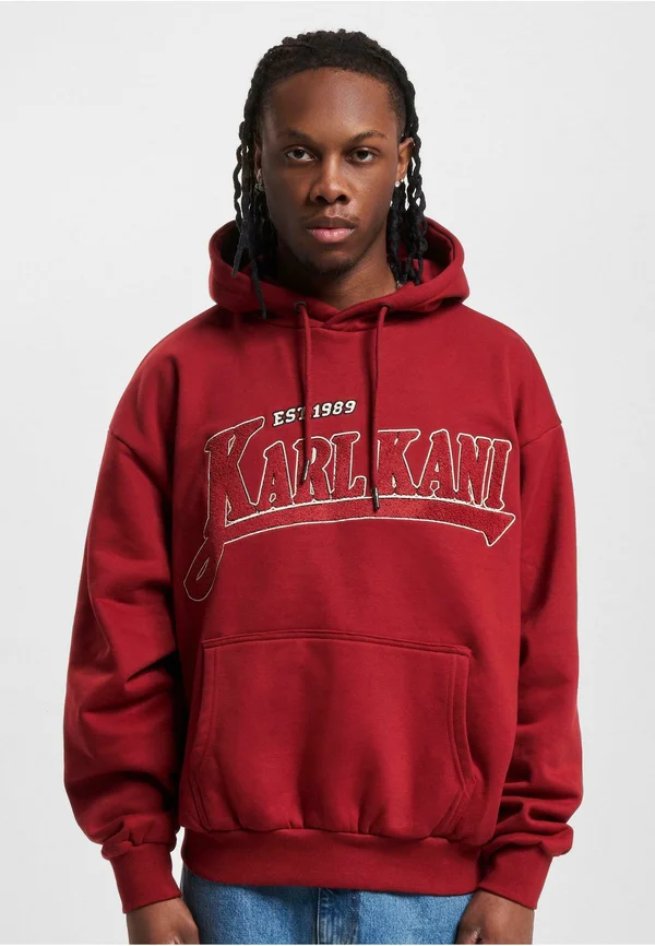 TREING OS PINSTRIPE - Kapuzenpullover - darkred cream