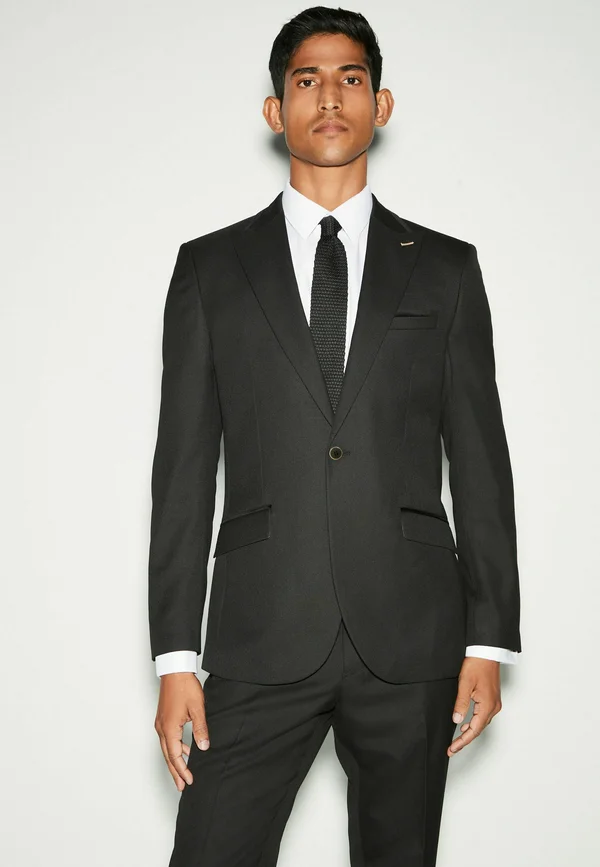 TRIMMED TEXTURED SELF LAPEL - Anzugsakko - black
