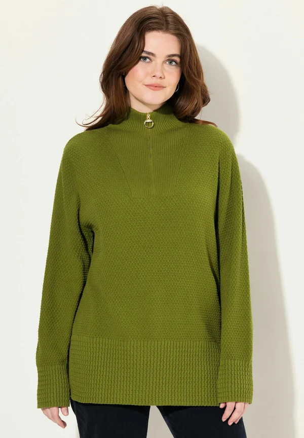 TROYER COLLAR LONG SLEEVE - Strickpullover - algae green