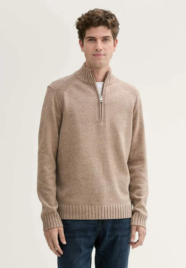 TROYER MIT DETAILS - Strickpullover - parasol brown melange