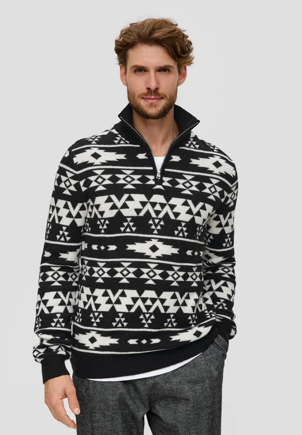 TROYER MIT JACQUARD-MUSTER - Strickpullover - schwarz