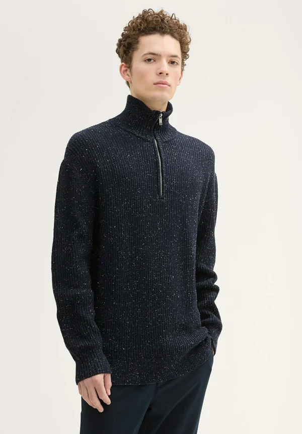 TROYER MIT STRUKTUR - Strickpullover - navy colorful neps