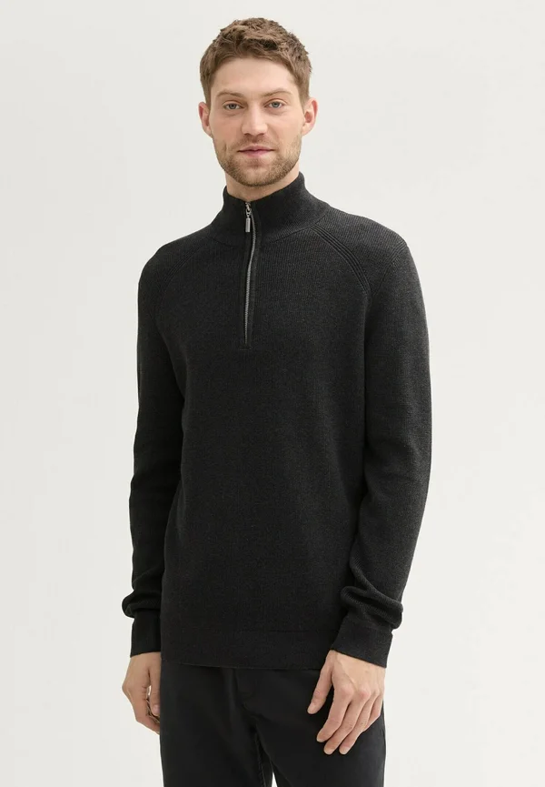 TROYER - Strickpullover - black grey melange