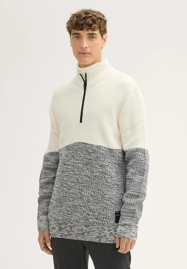 TROYER - Strickpullover - white base mouline color block