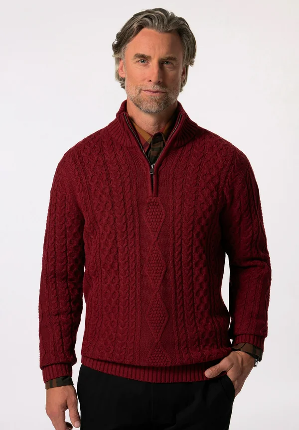 TROYER ZOPFMUSTER - Strickpullover - dark red