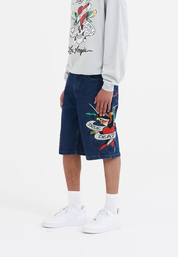 TRUE TILL DEATH - Jeans Shorts - indigo