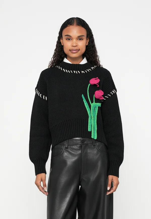 TULIP PULLOVER - Strickpullover - black