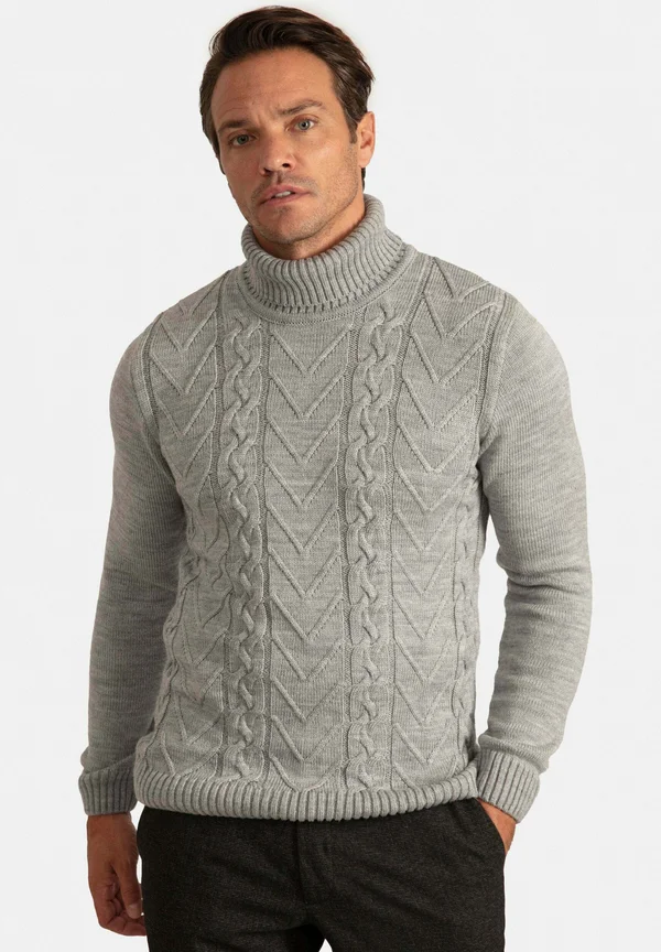 TURTLE NECK HAIR BRAID PATTERN  - Strickpullover - grey melange