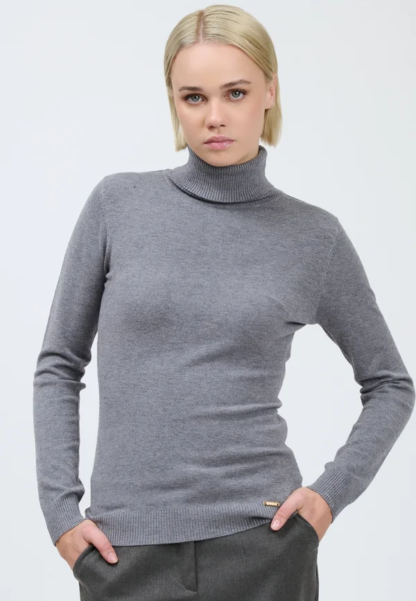TURTLENECK BASIC LINE - Strickpullover - grey