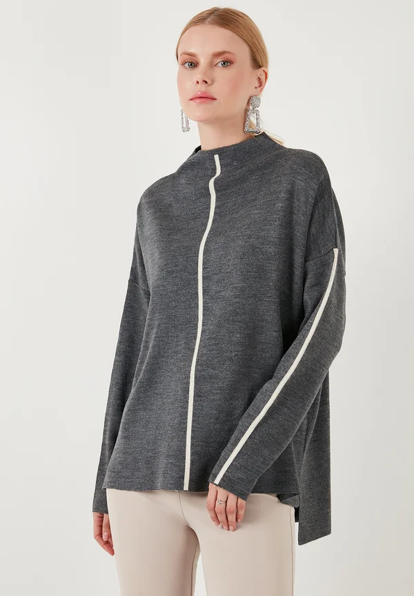 TURTLENECK SOFT - Strickpullover - d grey cream