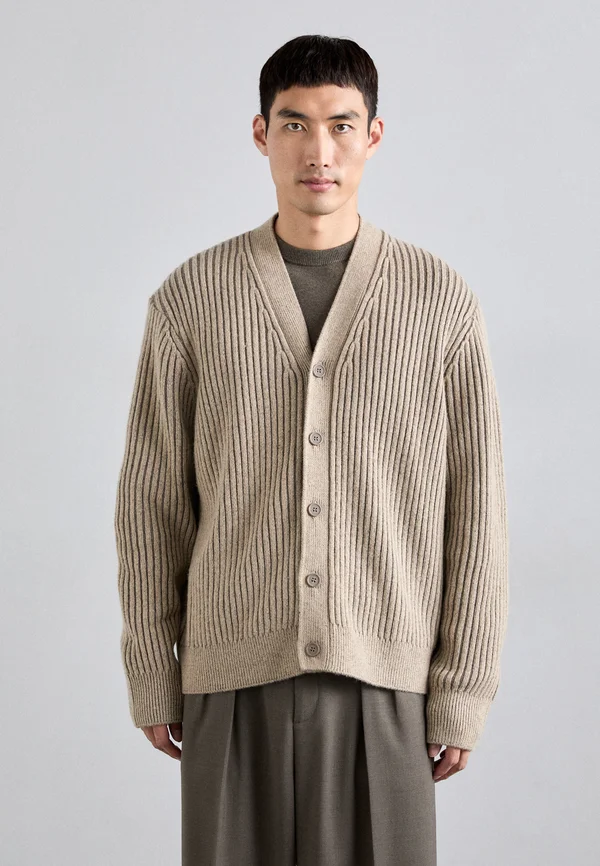 TWIN PLATED CARDIGAN - Strickjacke - tiger brown