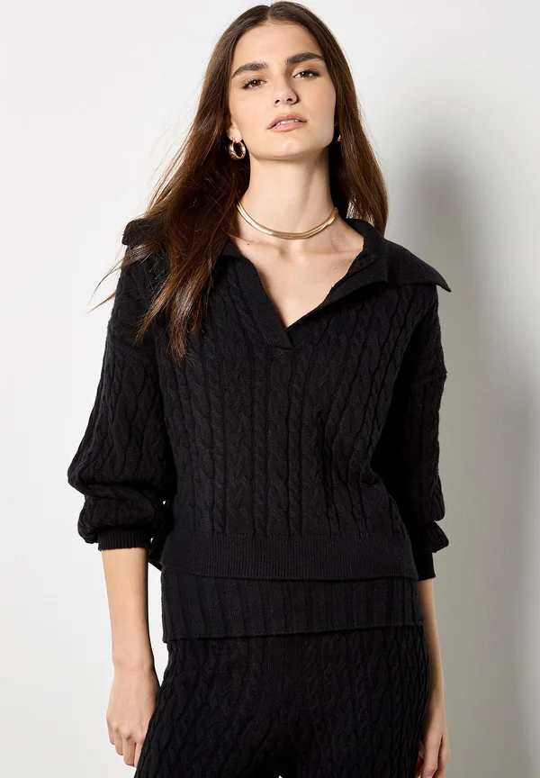 TWISTED CROP  - Strickpullover - black
