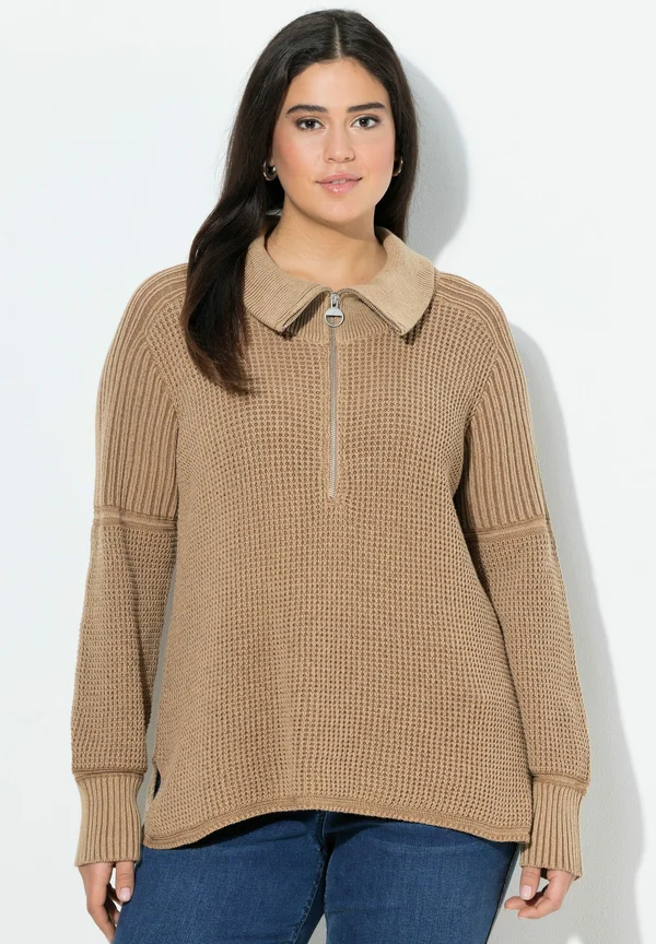 TWO-TONE MIXED TROYER COLLAR - Strickpullover - caramel