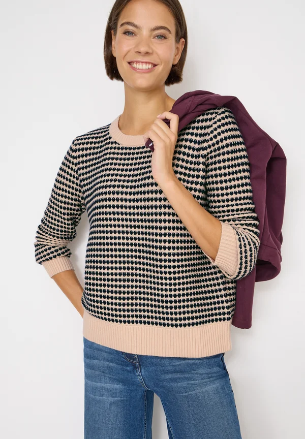 TWO-TONE STRUKTUR - Strickpullover - beige