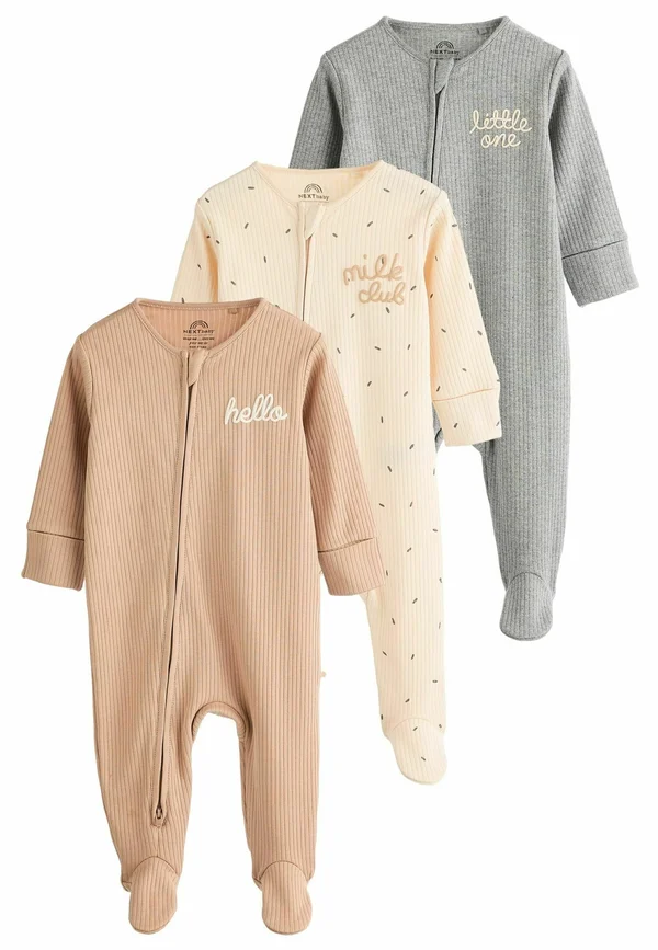 TWO WAY ZIP 3 PACK REGULAR FIT - Strampler - neutral