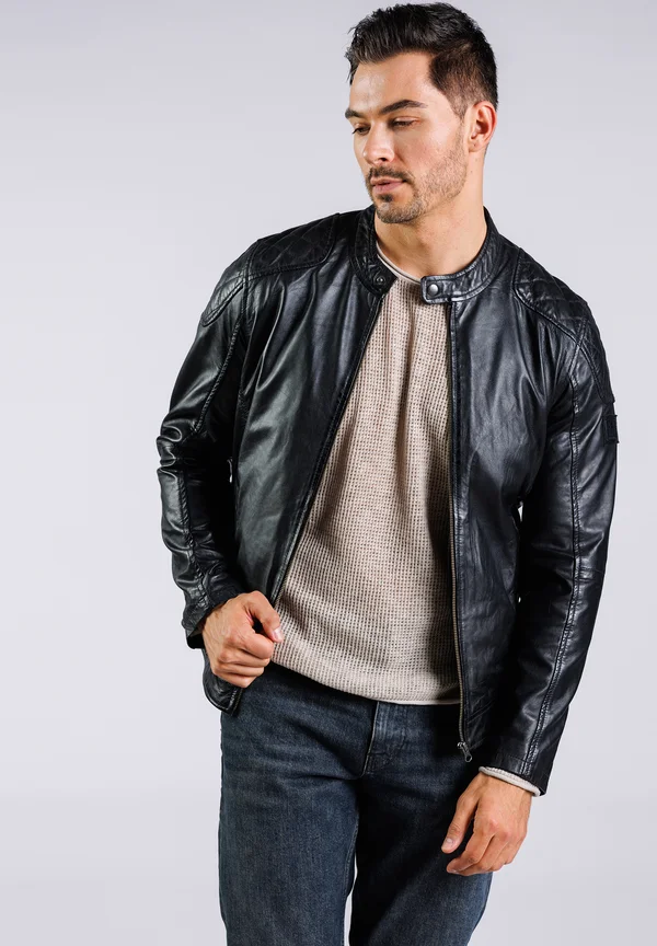 TYLER - Lederjacke - black