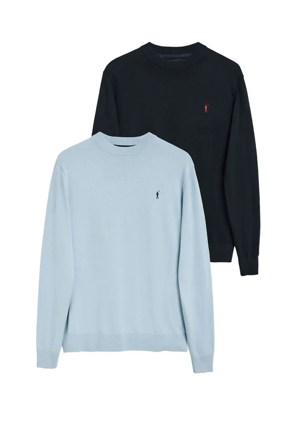 U NECK PACK 2  - Strickpullover - navy sky blue
