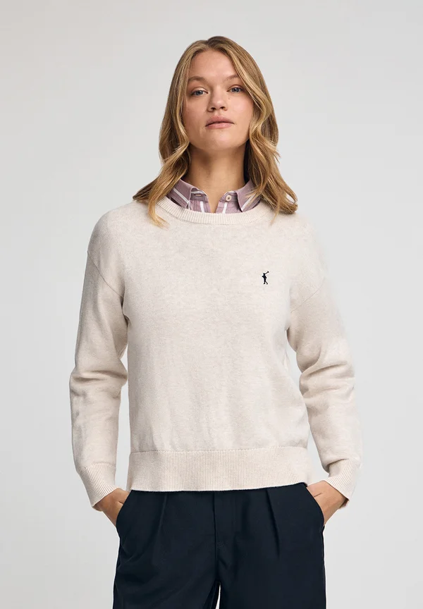 U NECK - Strickpullover - egret vigore