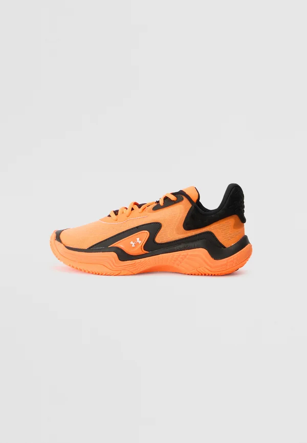 UA SPAWN 7 UNISEX - Basketballschuh - black/blaze orange/metallic silver-coloured