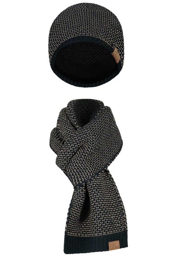 UNISEX 2-TEILIGES MERINO WINTERSET WINTER MÜTZE UND MERINO WINTERSCHAL - Schal - navy beige