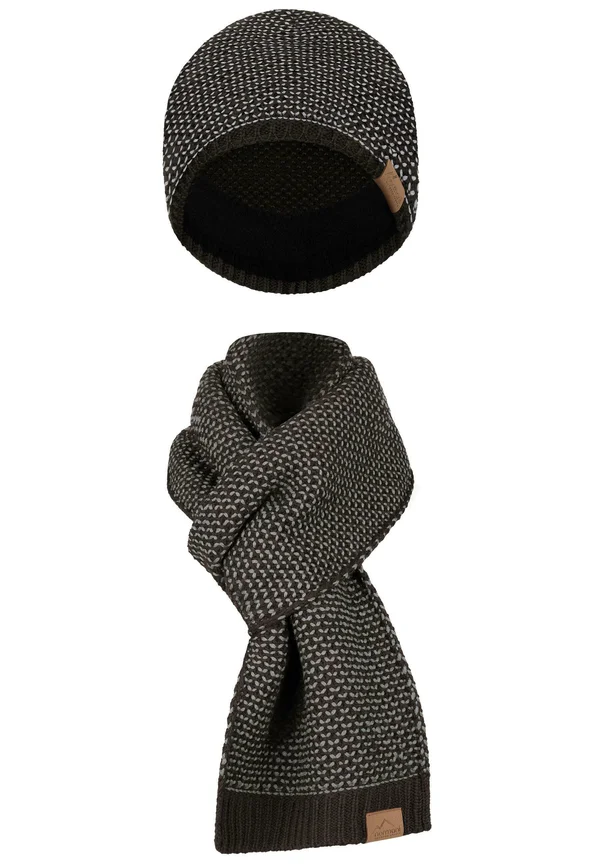 UNISEX 2-TEILIGES MERINO WINTERSET WINTER MÜTZE UND MERINO WINTERSCHAL - Schal - braun grau