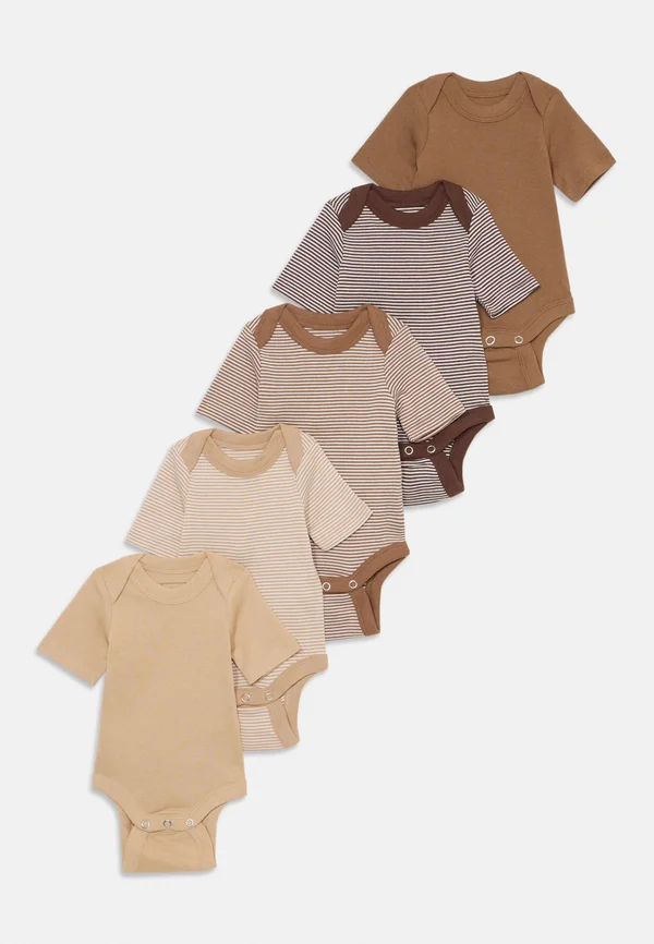 UNISEX 5 PACK SHORT SLEEVE - Strampler - light brown/beige