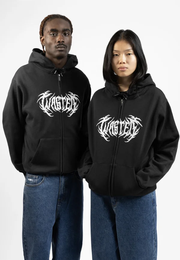 UNISEX AIM HOODIE ZIP - Sweatjacke - black/white