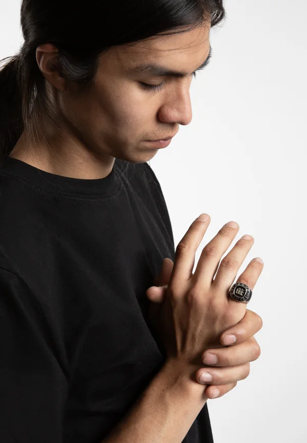 UNISEX CHAMPION SIGNET - Ring - silver-coloured/black
