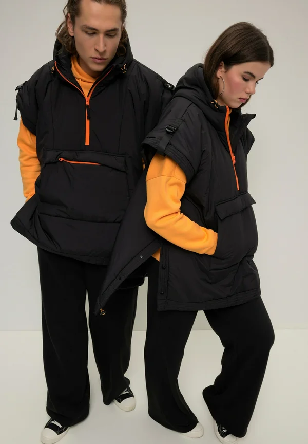 UNISEX HOODED PONCHO - Weste - black