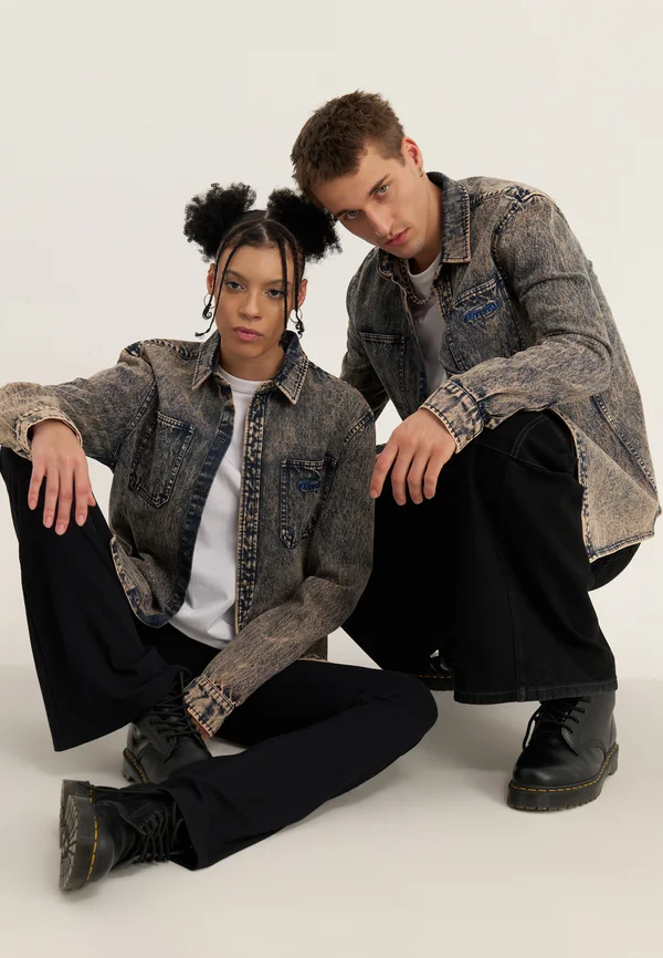 UNISEX - Jeansjacke - blue denim/burnt orange denim