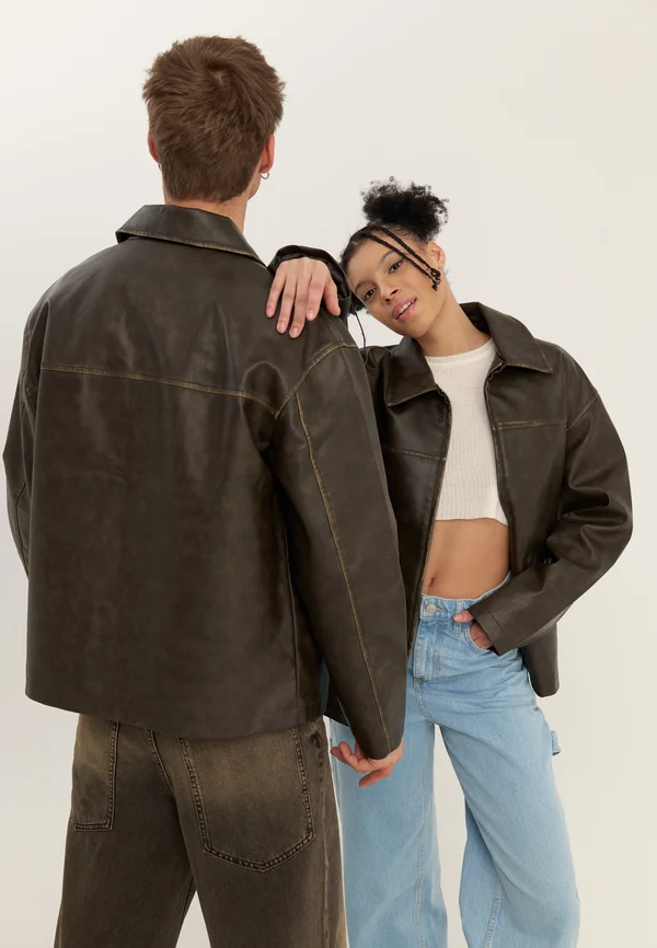UNISEX - Kunstlederjacke - dark brown