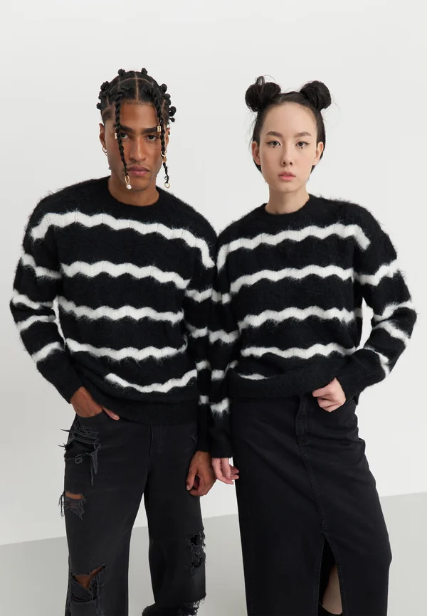 UNISEX - Strickpullover - black/hite