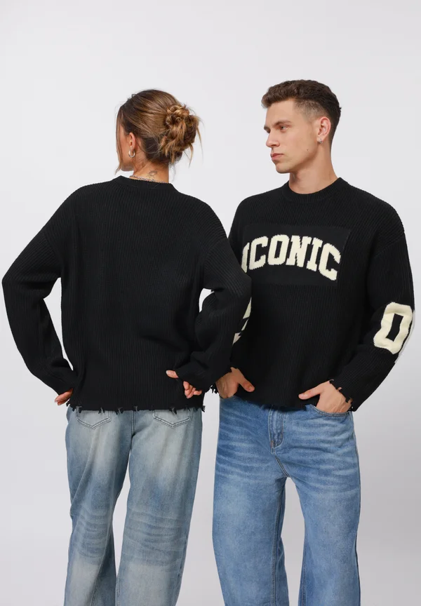 UNISEX - Strickpullover - black/ivory