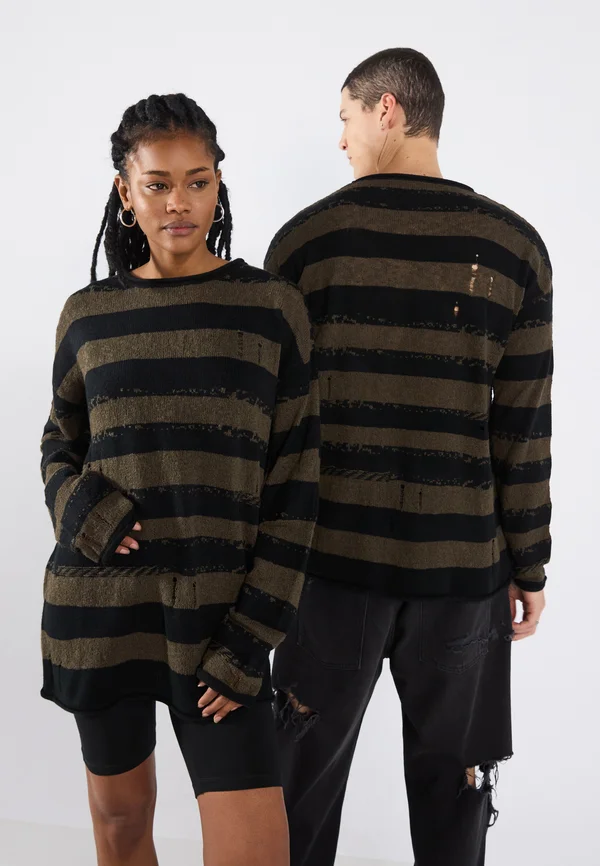 UNISEX - Strickpullover - black/khaki