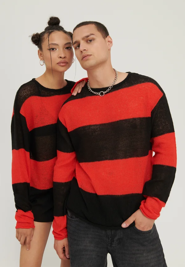 UNISEX - Strickpullover - black/red