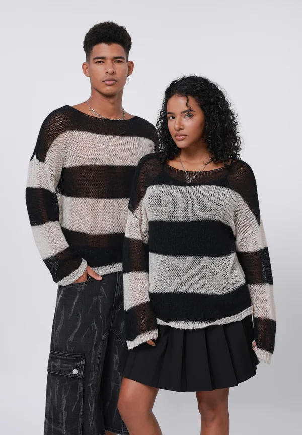UNISEX - Strickpullover - black/white
