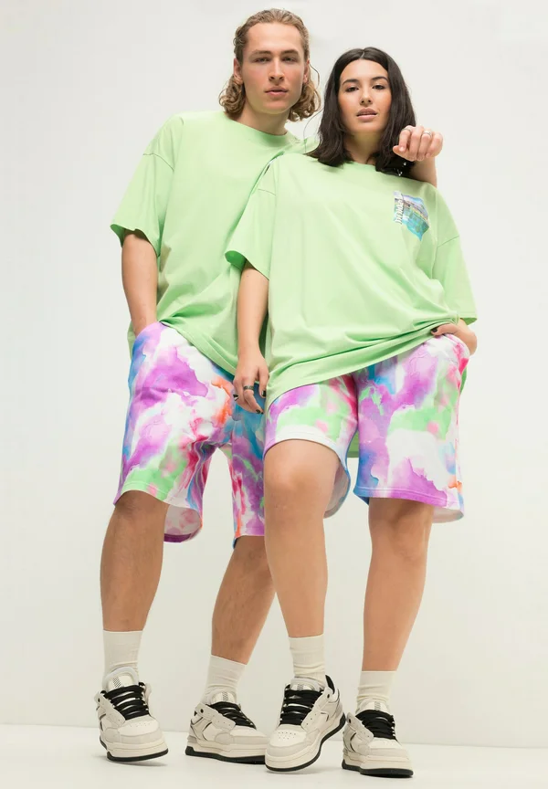 UNISEX TIE DYE BERMUDA - Jogginghose - off white
