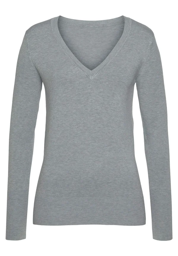V-AUSSCHNITT - Strickpullover - grau meliert