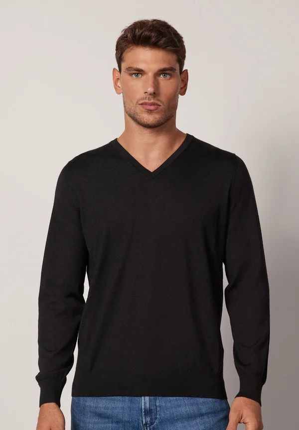 V-AUSSCHNITT ULTRALIGHT - Strickpullover - nero