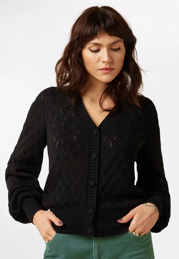 V FARFALLE - Strickjacke - black
