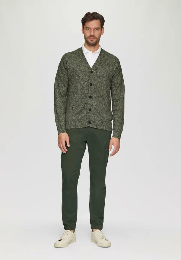 V-HALS - Strickjacke - olivgrün