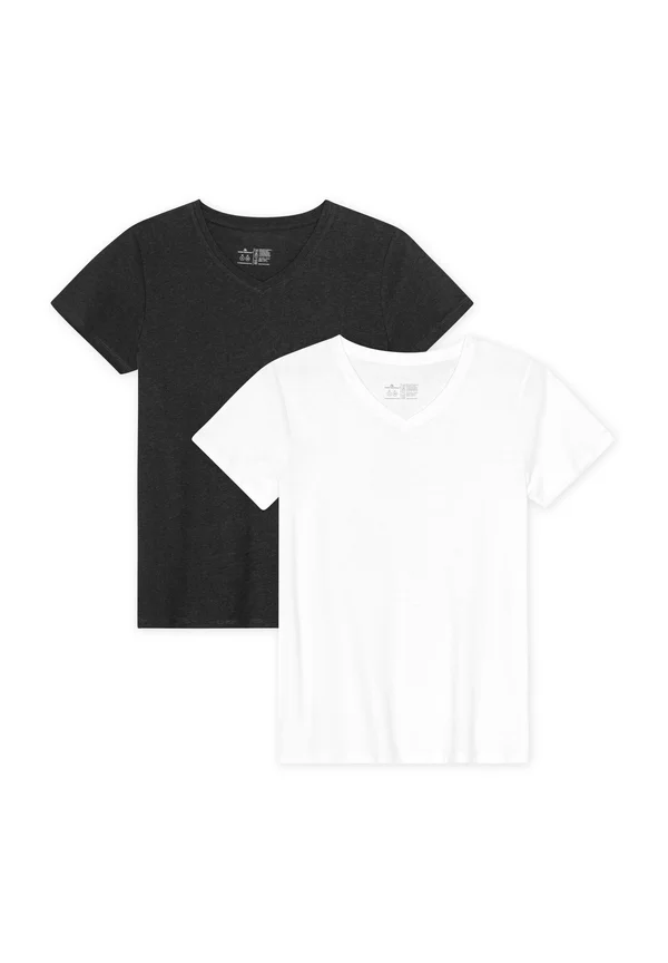 V-NECK 2-PACK - T-Shirt basic - mc white black
