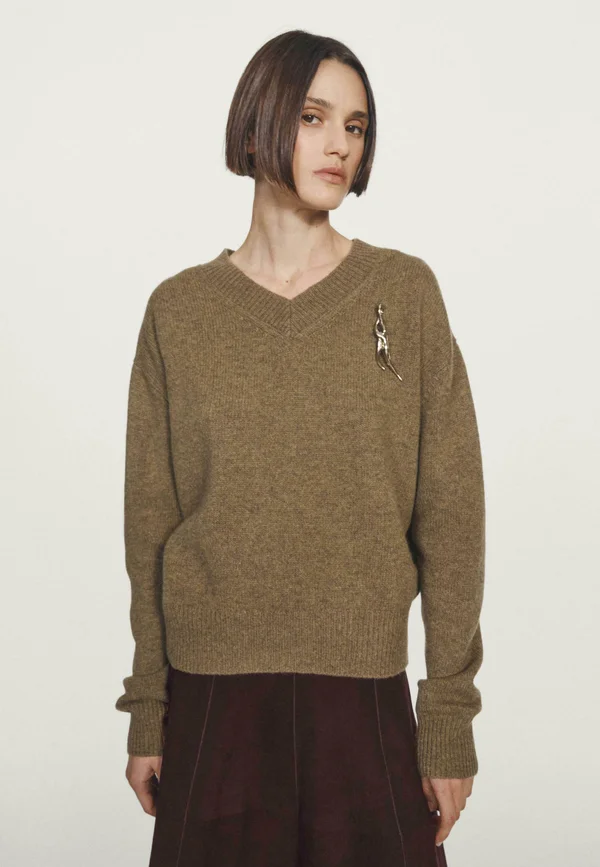 V-NECK KNIT - Strickpullover - olive