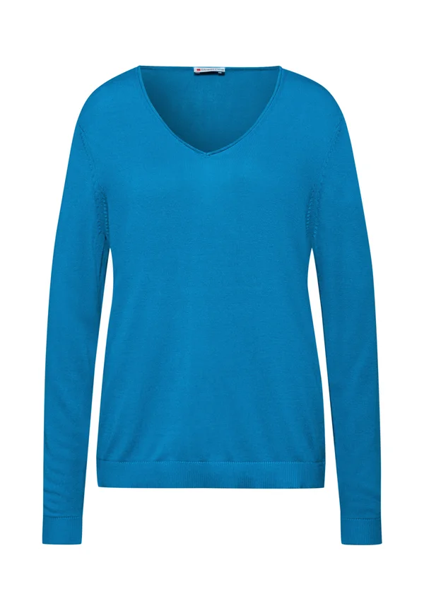 V-NECK PULLOVER - Strickpullover - blau