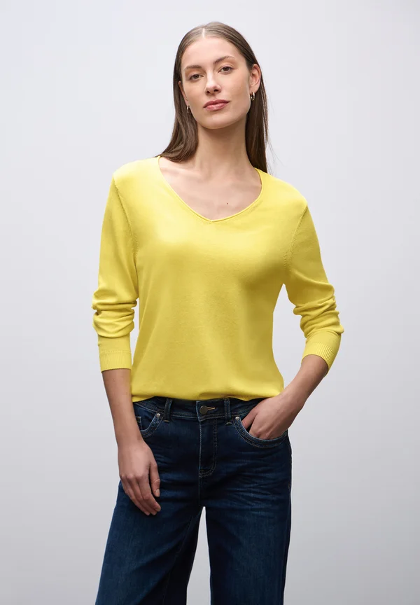 V-NECK PULLOVER - Strickpullover - gelb