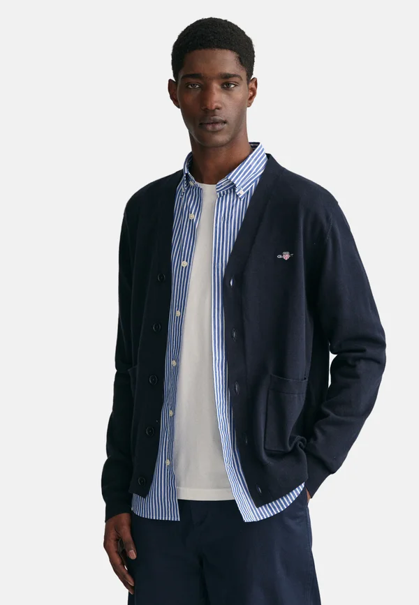 V-NECK - Strickjacke - evening blue